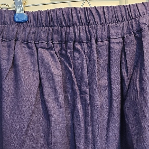 Women's NWOT Navy Blue Wide-Leg Pants Linen Blend, Back Elastic Waist Size XL - Picture 5 of 5